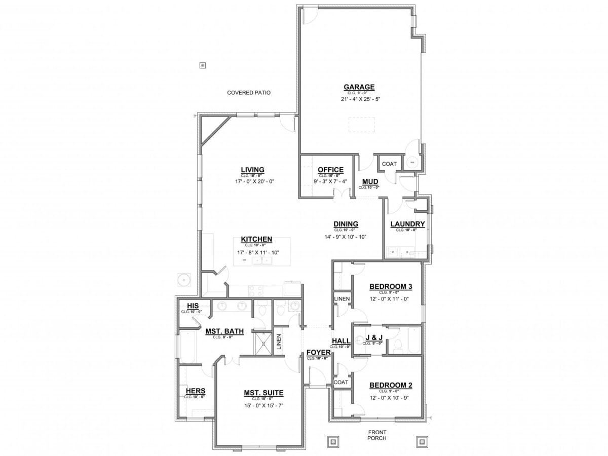 The floor plan for a two bedroom home