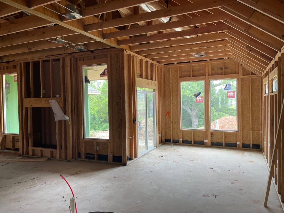 The front elevation of a two story home