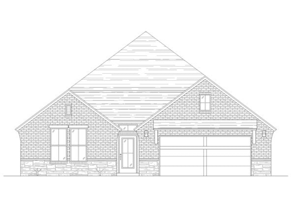 The front elevation of a two story home